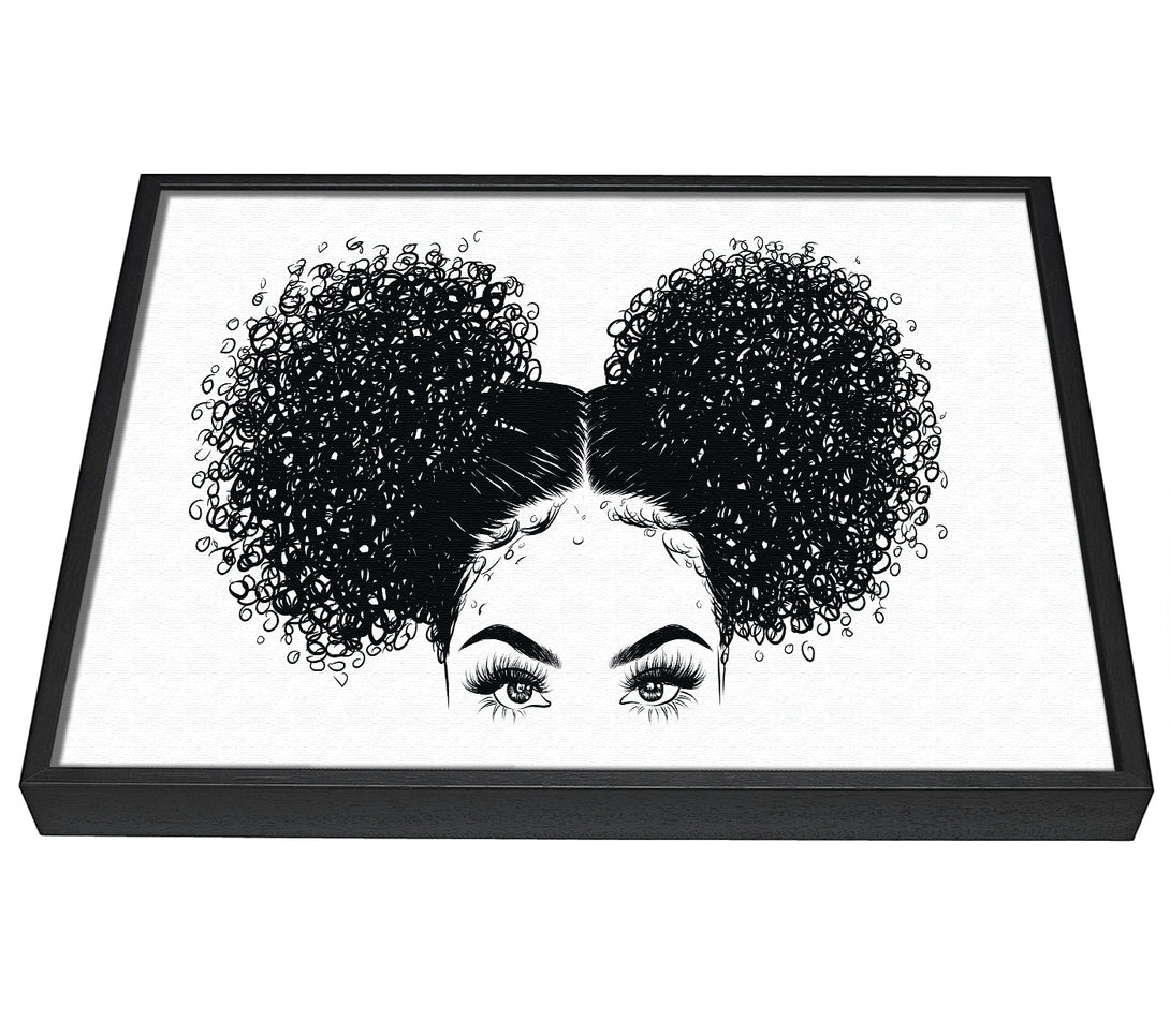 A picture of a Funk Hair Woman framed canvas print sold by Wallart-Direct.co.uk