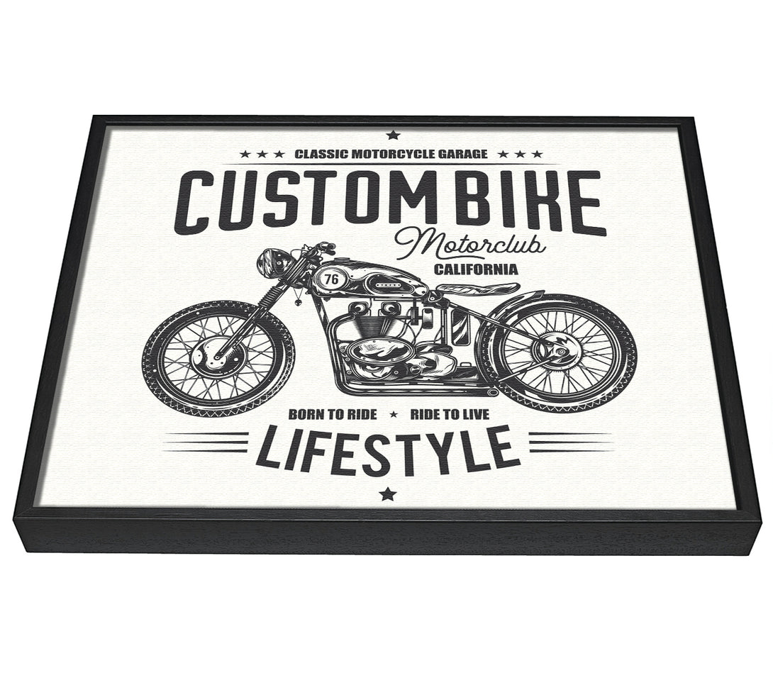 A picture of a Custom Bike Motor Club framed canvas print sold by Wallart-Direct.co.uk