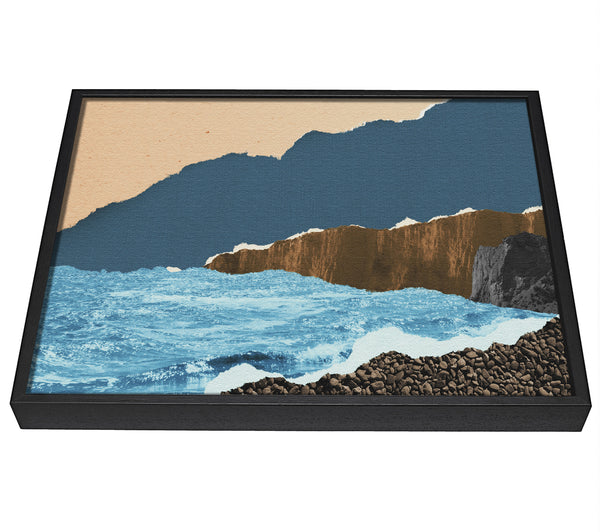 A picture of a Cut Out Mountain Ocean framed canvas print sold by Wallart-Direct.co.uk