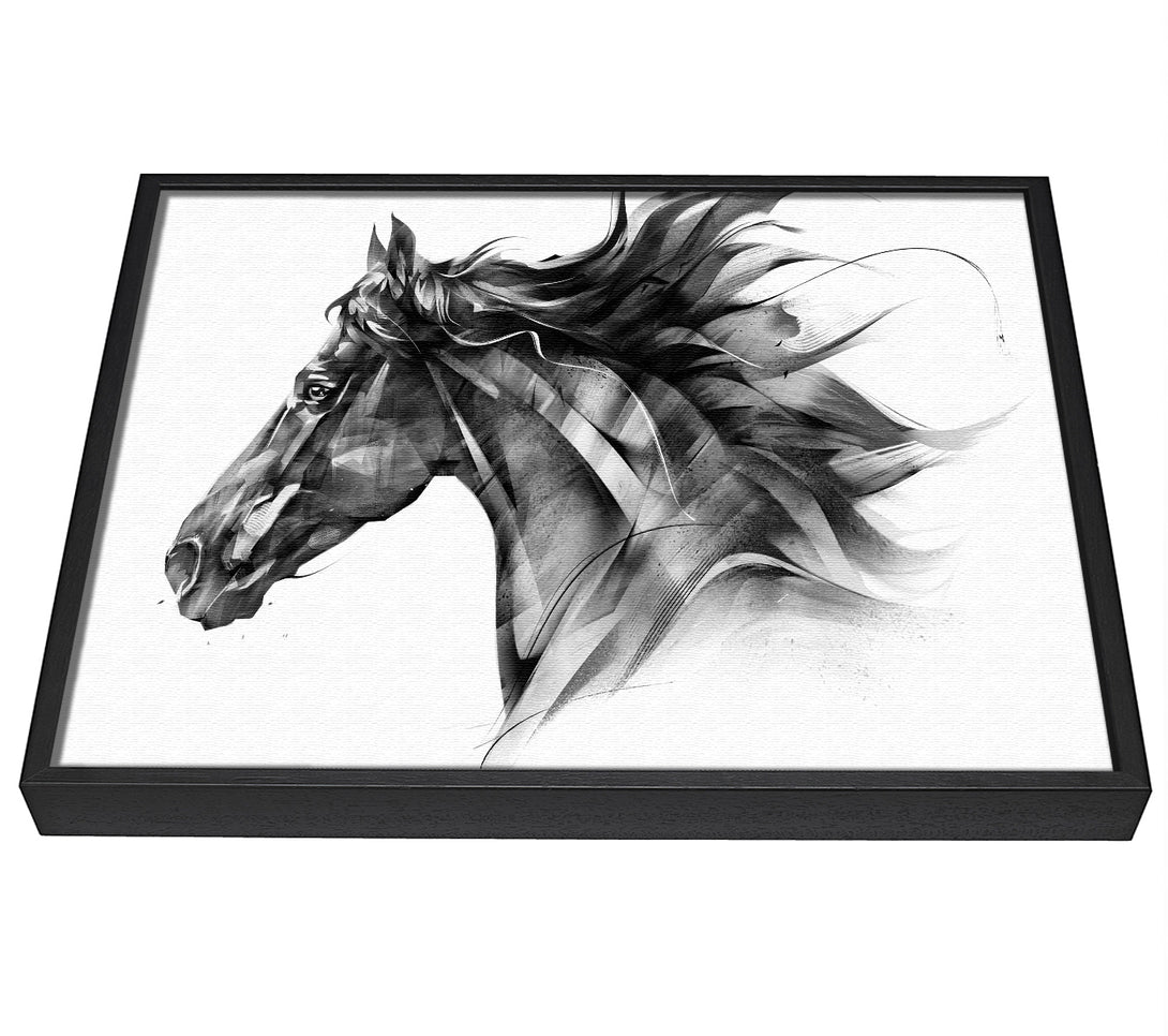 A picture of a Horse Galloping Head framed canvas print sold by Wallart-Direct.co.uk