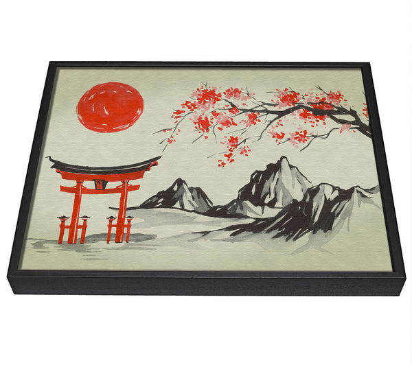 A picture of a Ethnic Japanese Sun framed canvas print sold by Wallart-Direct.co.uk