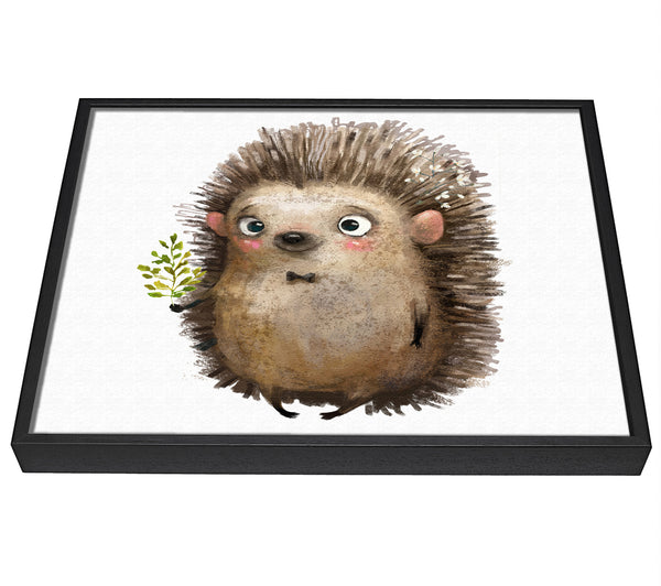 A picture of a Hedgehog With Flowers framed canvas print sold by Wallart-Direct.co.uk