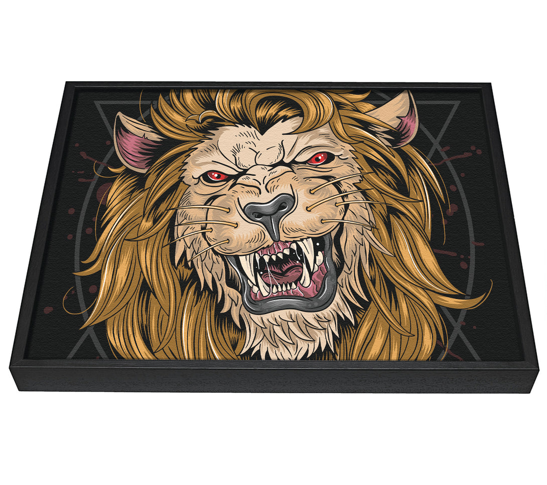 A picture of a Fearsome Lion Angry framed canvas print sold by Wallart-Direct.co.uk