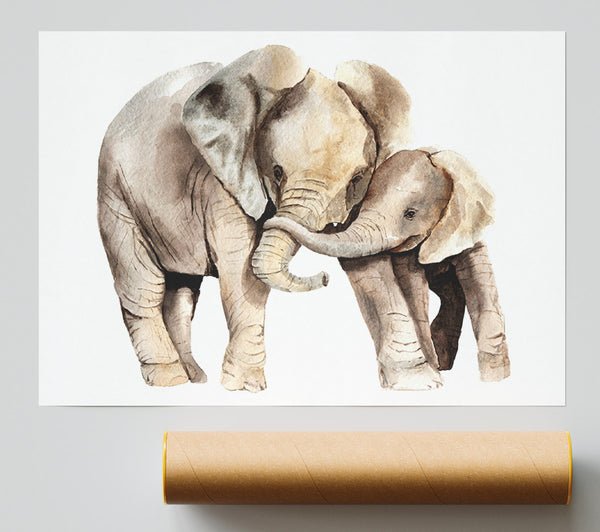 Elephants Holding Trunks