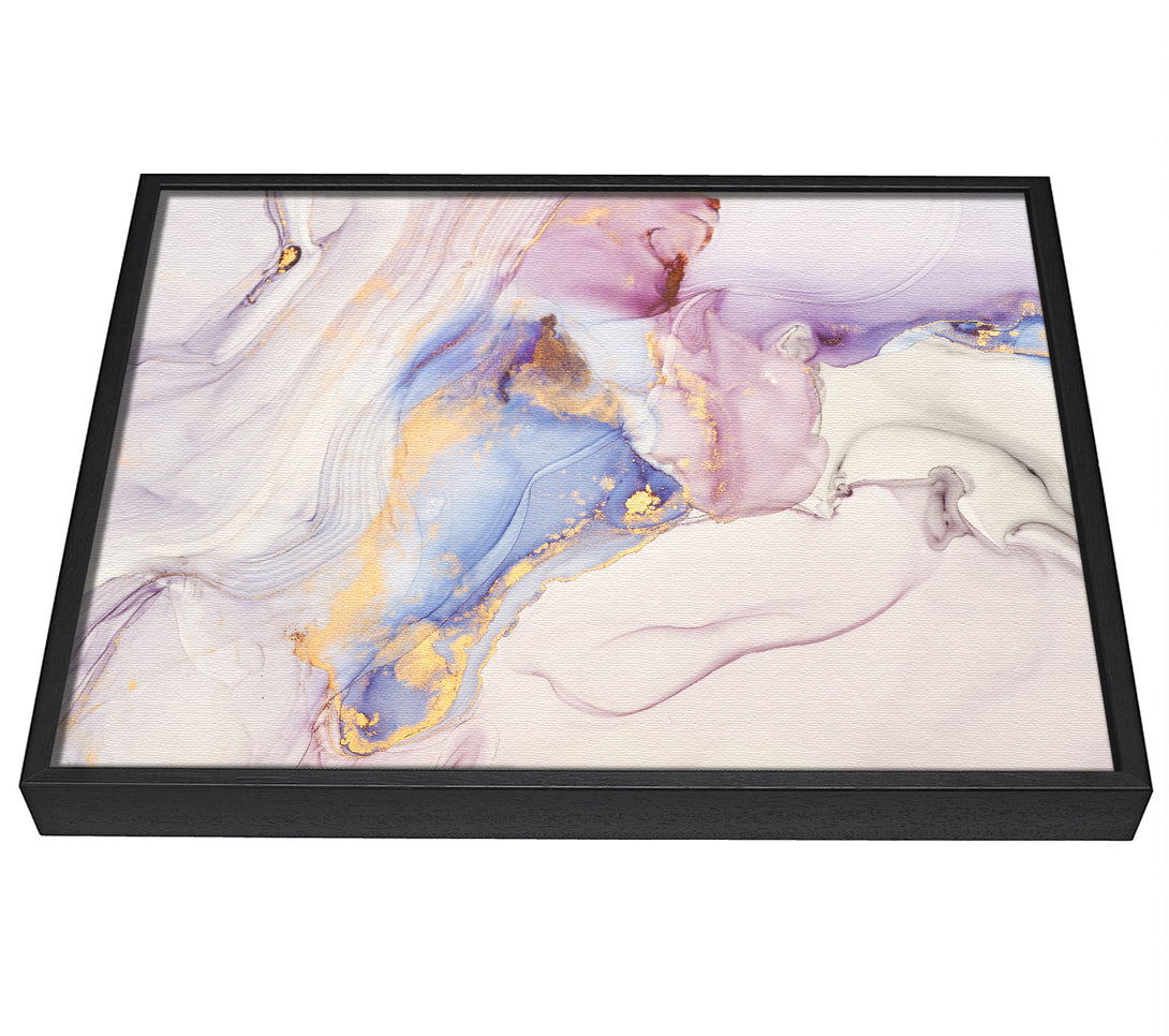 A picture of a Lilac And Blue Marble Pattern framed canvas print sold by Wallart-Direct.co.uk