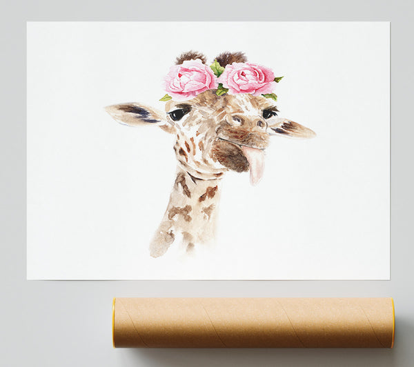 Roses On A Giraffe'S Head