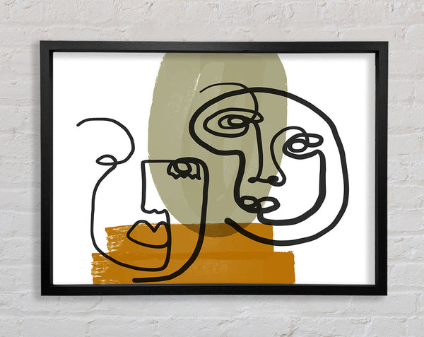 Two Abstract Line Drawing Faces