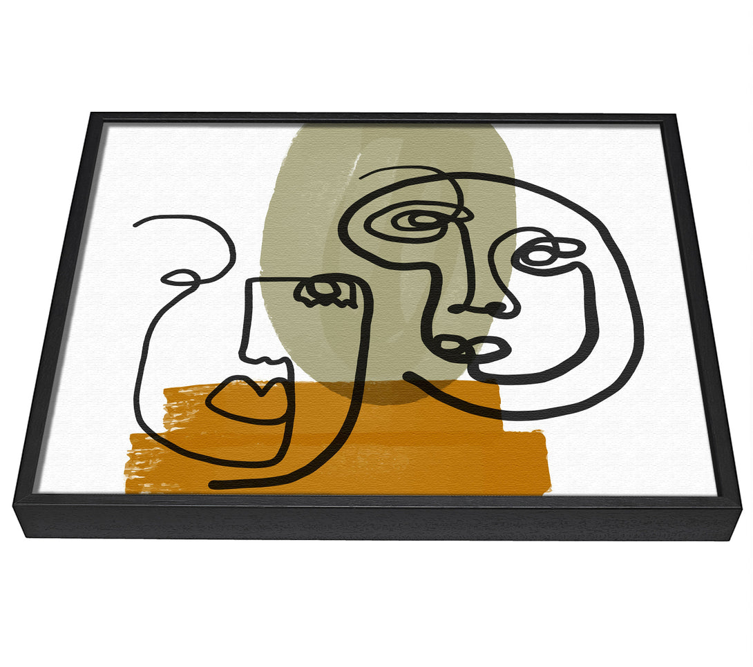 A picture of a Two Abstract Line Drawing Faces framed canvas print sold by Wallart-Direct.co.uk