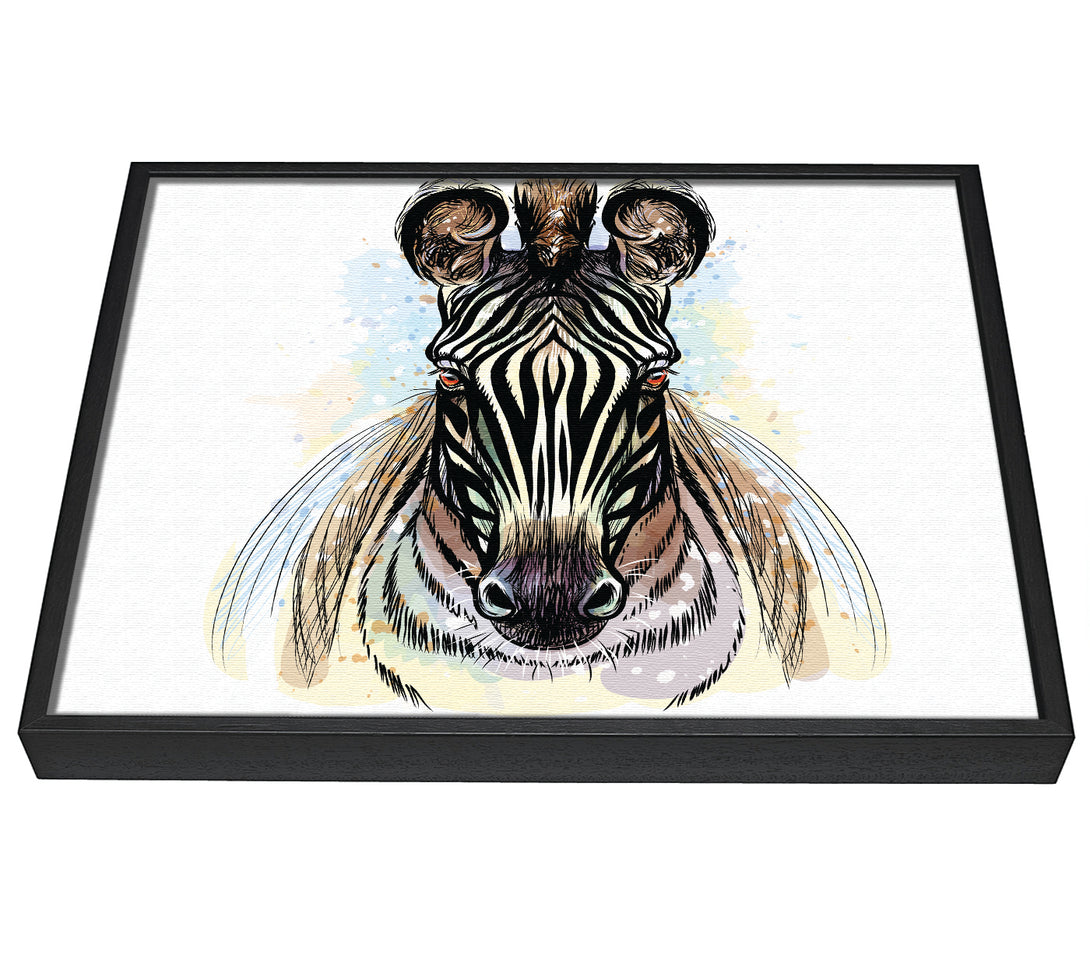 A picture of a Stunning Zebra Head framed canvas print sold by Wallart-Direct.co.uk