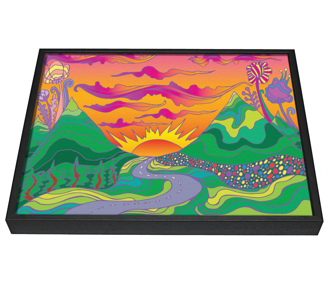 A picture of a Psychedelic Landscape framed canvas print sold by Wallart-Direct.co.uk