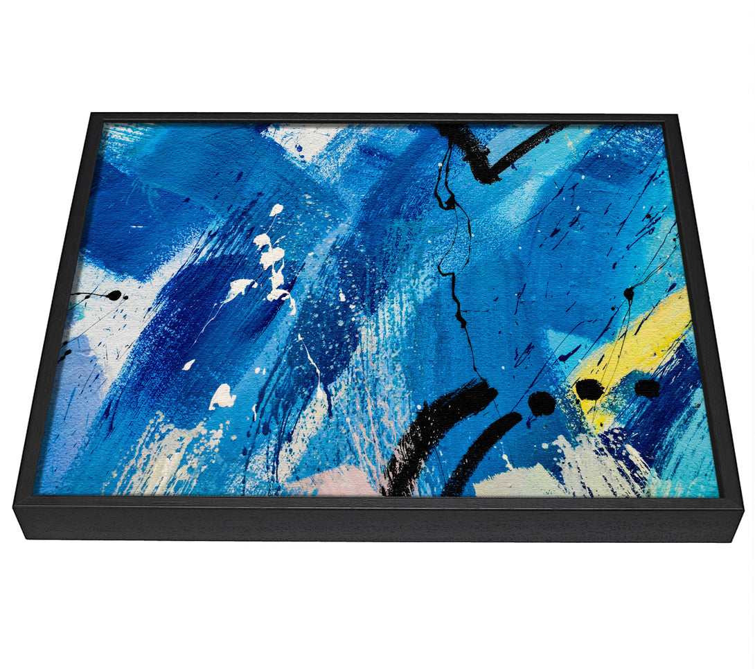 A picture of a Broad Strokes Of Blue Paint framed canvas print sold by Wallart-Direct.co.uk