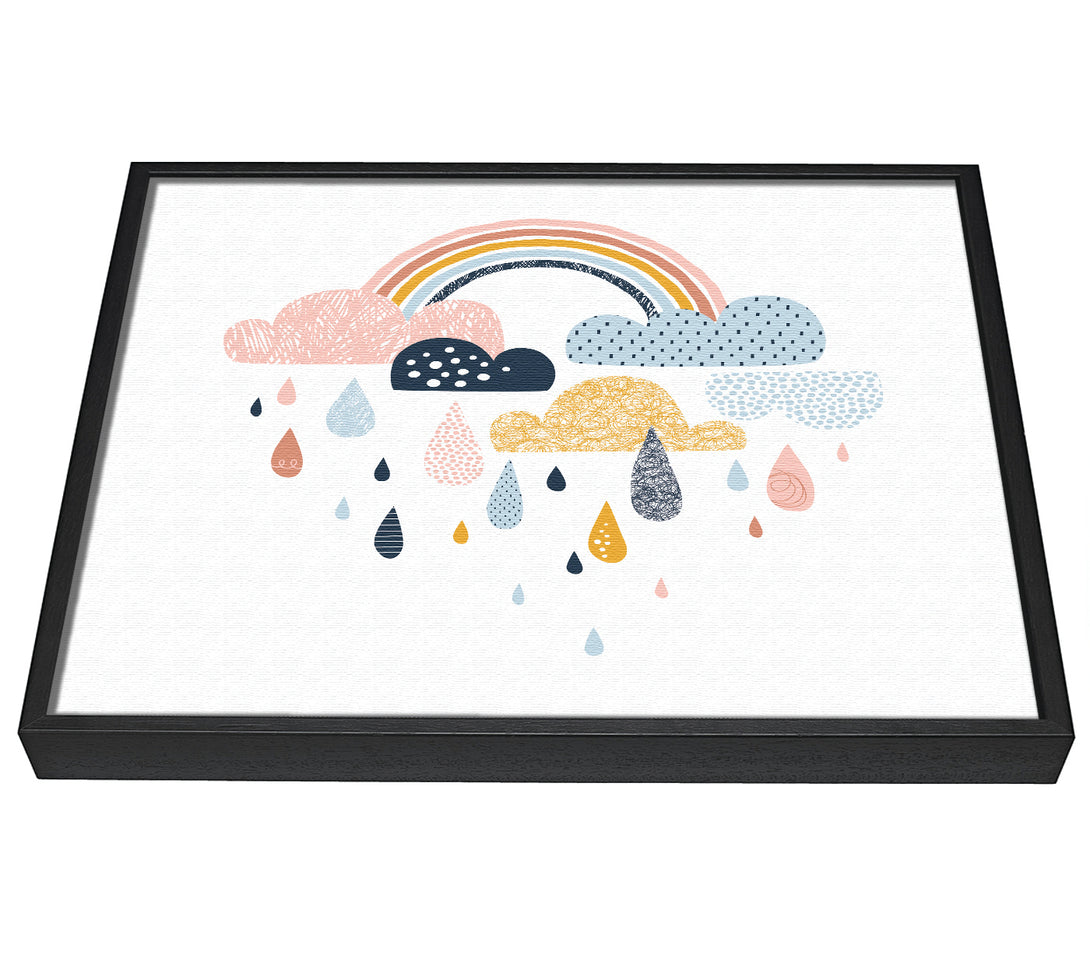 A picture of a Multi Coloured Clouds And Rain framed canvas print sold by Wallart-Direct.co.uk