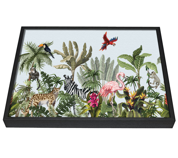 A picture of a Jungle Paradise Animals framed canvas print sold by Wallart-Direct.co.uk