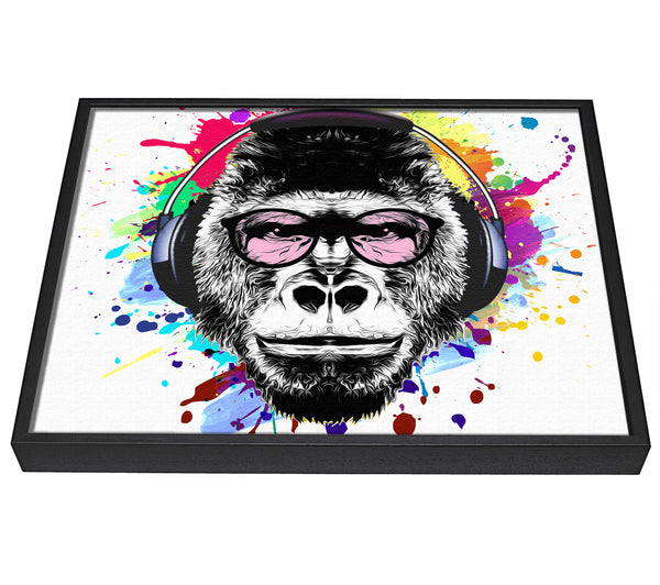 A picture of a Gorilla Glasses Paint Splatter framed canvas print sold by Wallart-Direct.co.uk