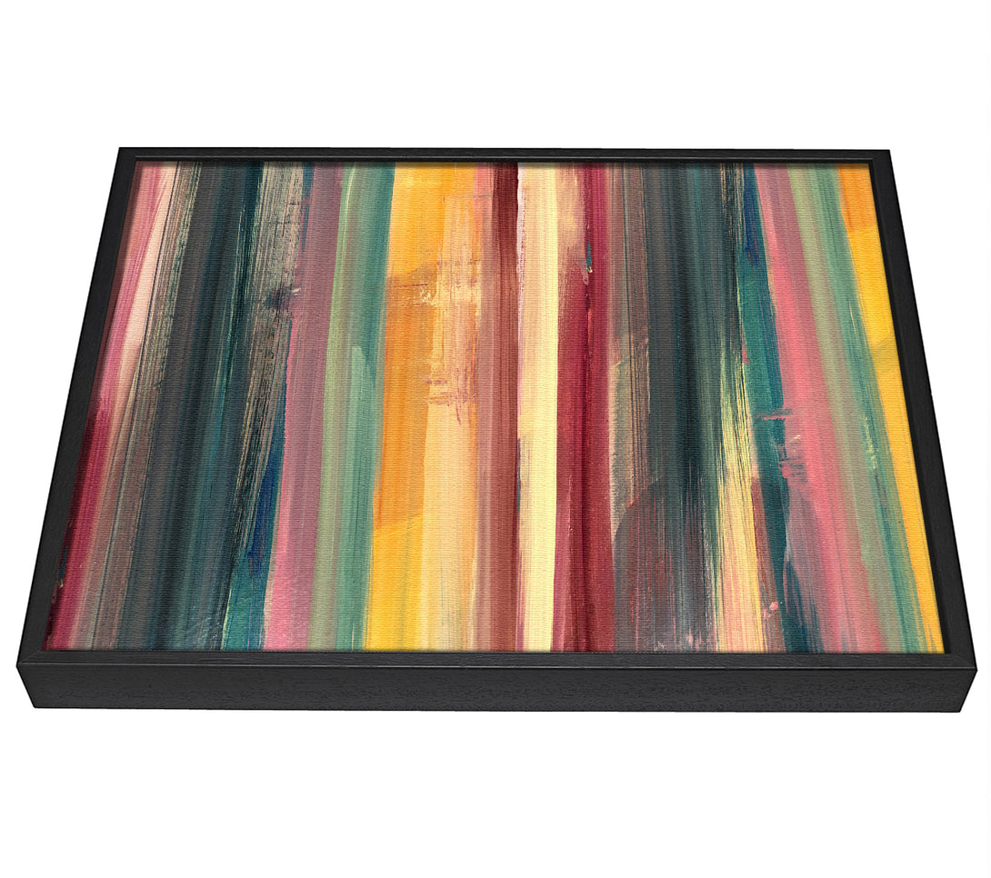 A picture of a Vertical Colour Drop Lines framed canvas print sold by Wallart-Direct.co.uk