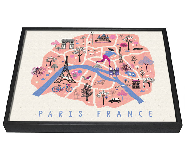 A picture of a The Little Map Of France framed canvas print sold by Wallart-Direct.co.uk