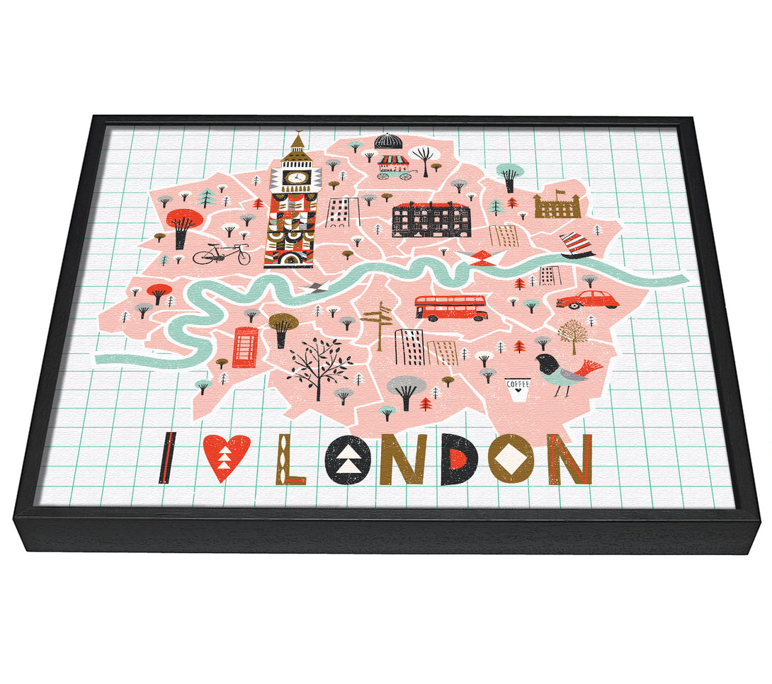 A picture of a The Little Map Of London 2 framed canvas print sold by Wallart-Direct.co.uk