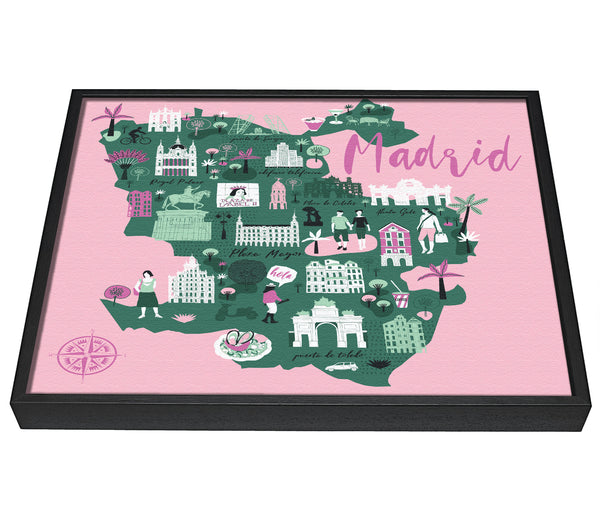 A picture of a The Little Map Of Madrid framed canvas print sold by Wallart-Direct.co.uk