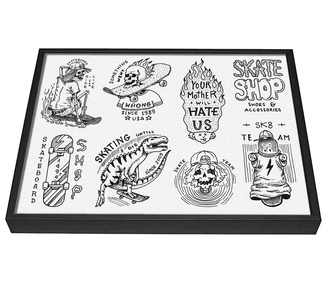 A picture of a The Skate Shop framed canvas print sold by Wallart-Direct.co.uk