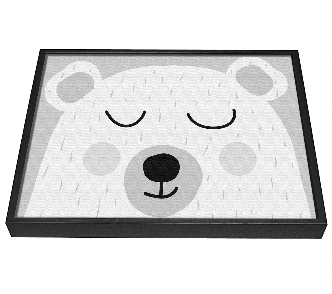 A picture of a The Cute Bear Head Grey framed canvas print sold by Wallart-Direct.co.uk