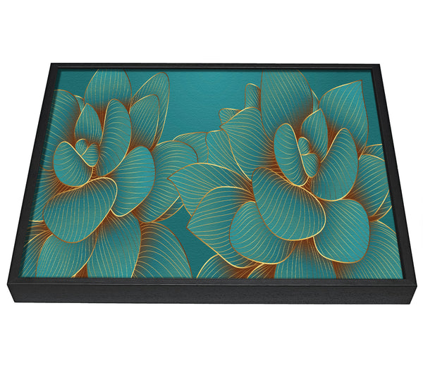 A picture of a Green Petal Flower Fancy framed canvas print sold by Wallart-Direct.co.uk