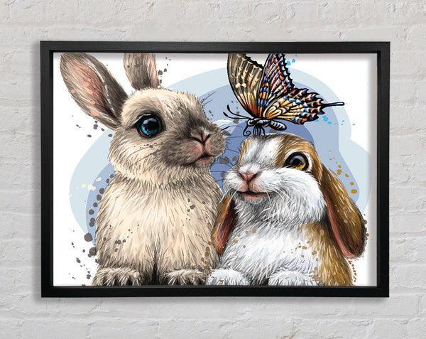 The Cute Bunnies With Butterfly