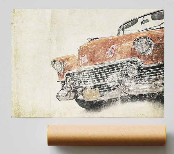 American Muscle Car Watercolour