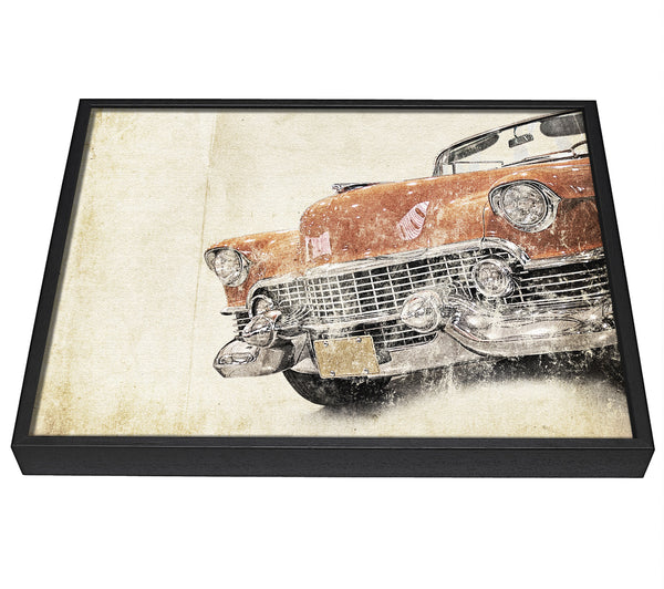 A picture of a American Muscle Car Watercolour framed canvas print sold by Wallart-Direct.co.uk