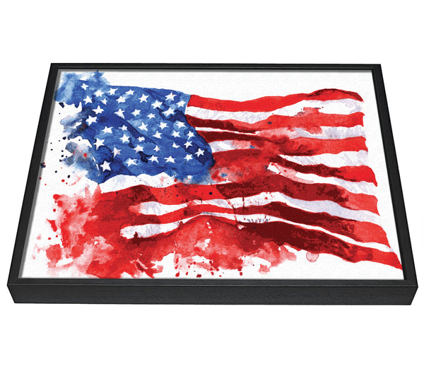 A picture of a The Ink Splatter American Flag framed canvas print sold by Wallart-Direct.co.uk