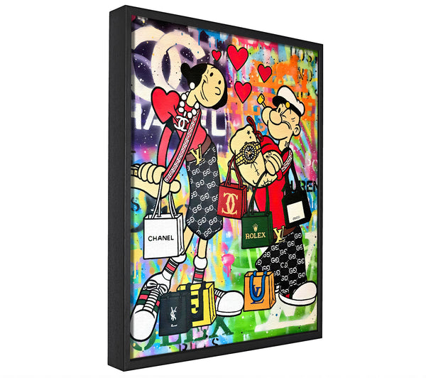 A picture of a Popeye Love canvas framed print, sold by Wallart-Direct.co.uk