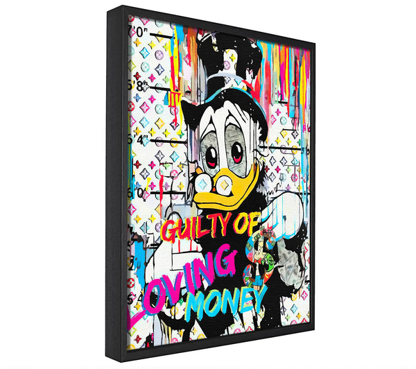 A picture of a Mr Money Bags Duck canvas framed print, sold by Wallart-Direct.co.uk