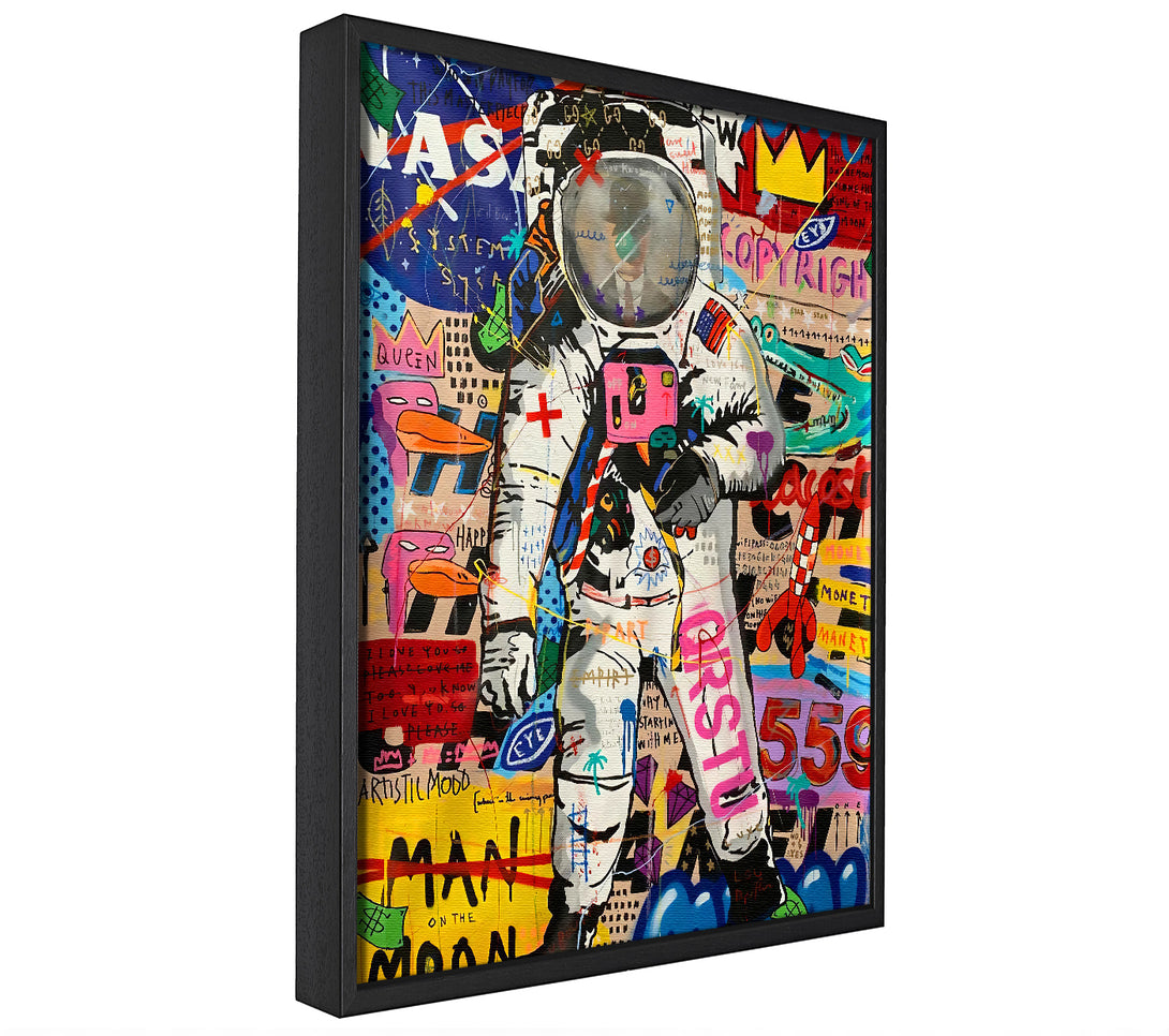 A picture of a Space Man Graffiti canvas framed print, sold by Wallart-Direct.co.uk