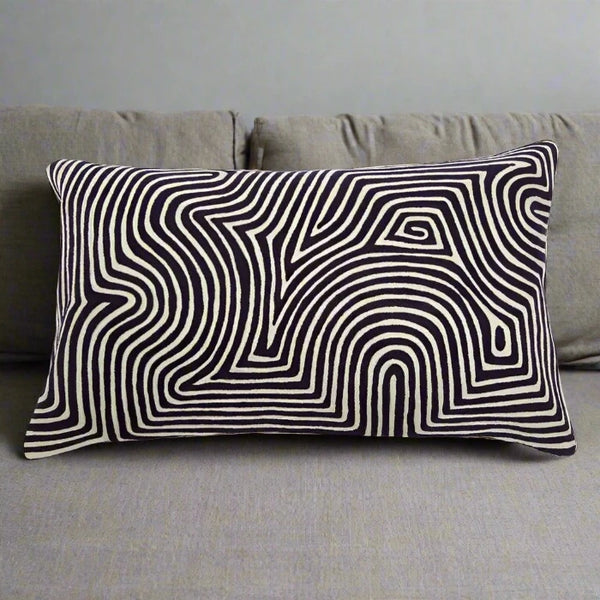 Black and White Rectangle Cushion - Bosie Ozella