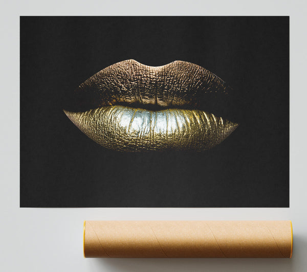 Gold Lips On Black