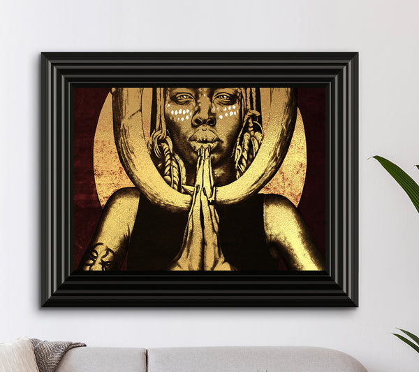 Praying Tribe Gold Foil Print