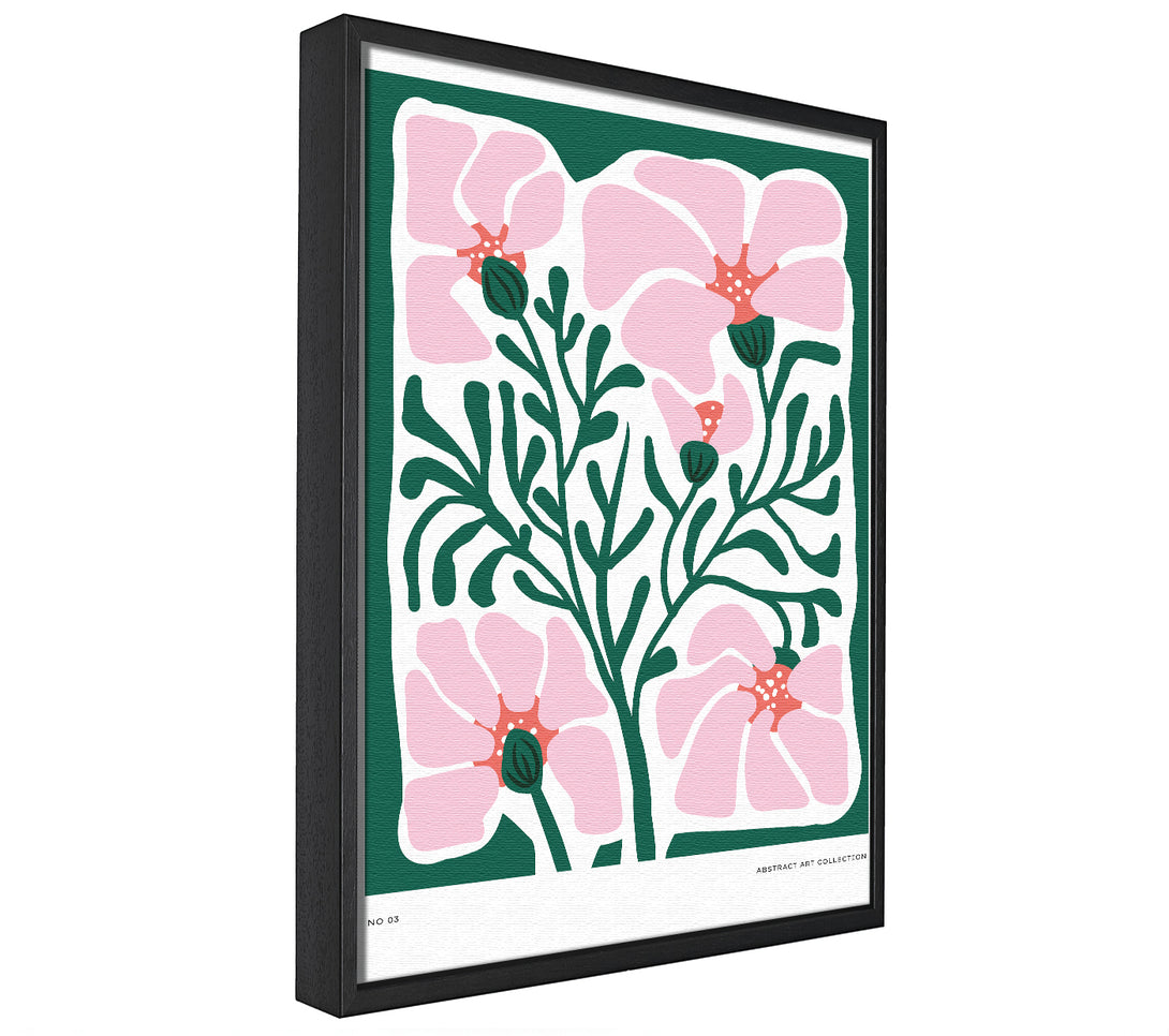 A picture of a Pink Flowers On Green framed canvas print sold by Wallart-Direct.co.uk