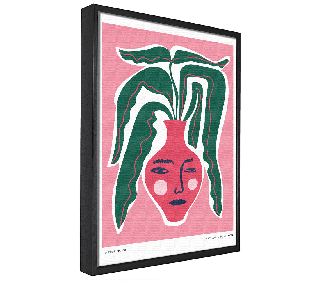 A picture of a Green Leaves In A Pink Vase framed canvas print sold by Wallart-Direct.co.uk