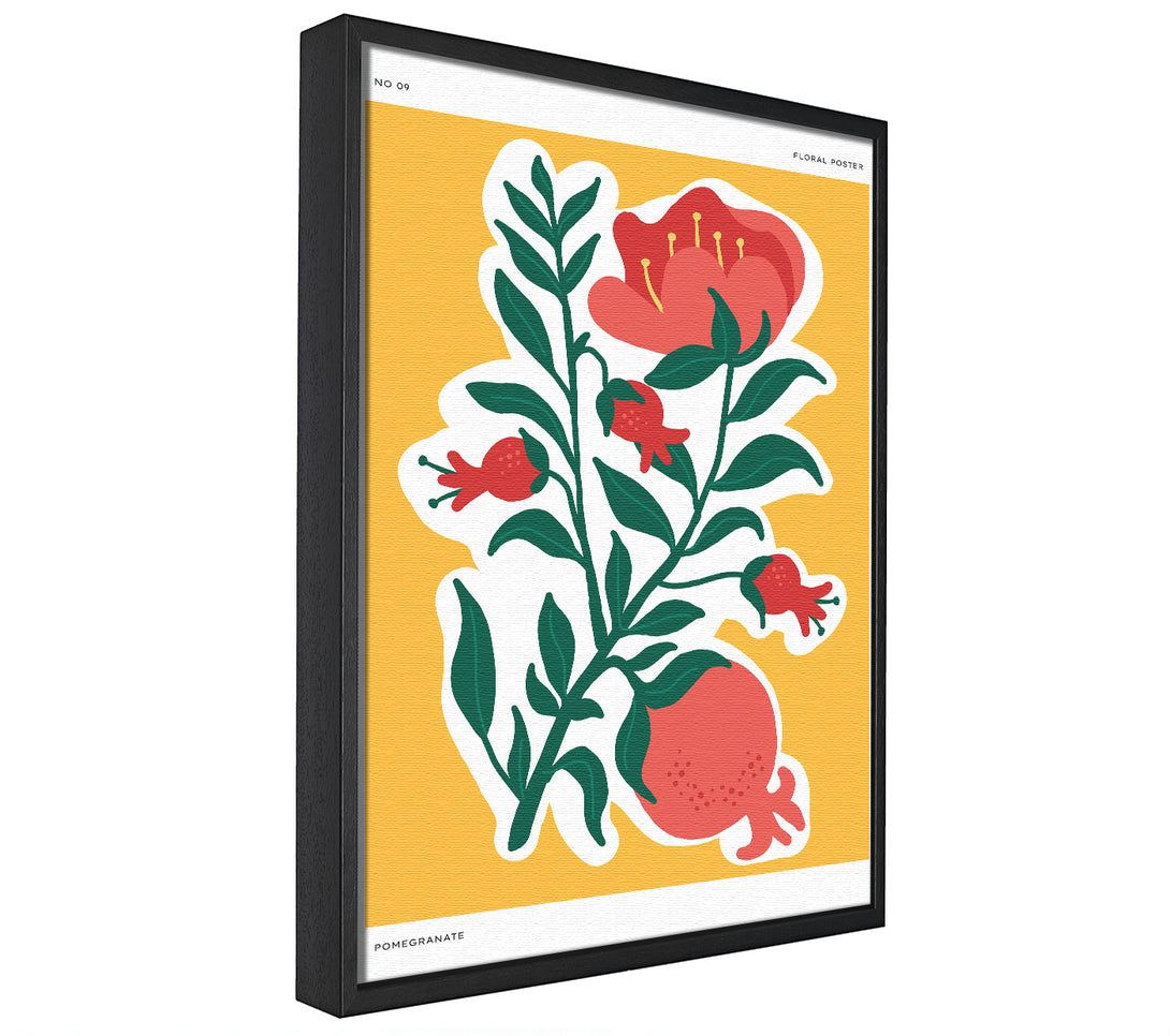 A picture of a Red Flowers On A Yellow framed canvas print sold by Wallart-Direct.co.uk