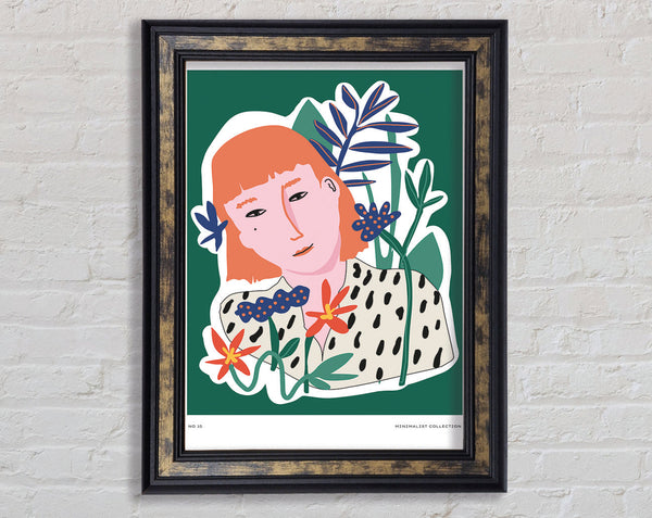 Red Head Woman Floral