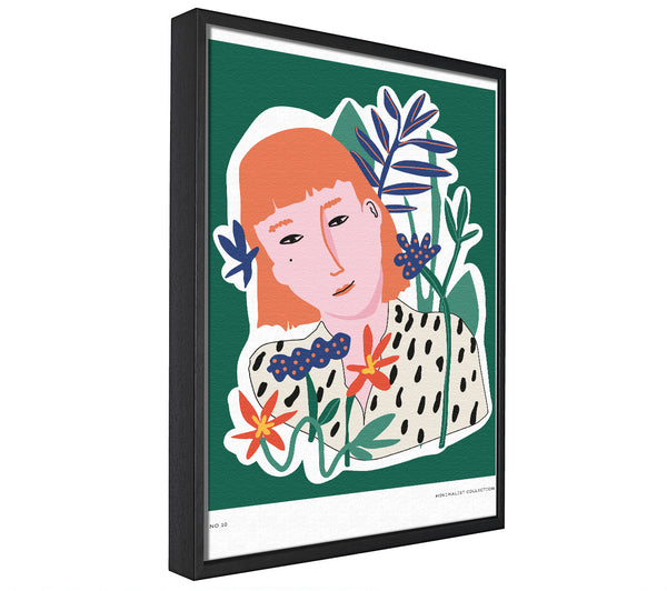 A picture of a Red Head Woman Floral framed canvas print sold by Wallart-Direct.co.uk