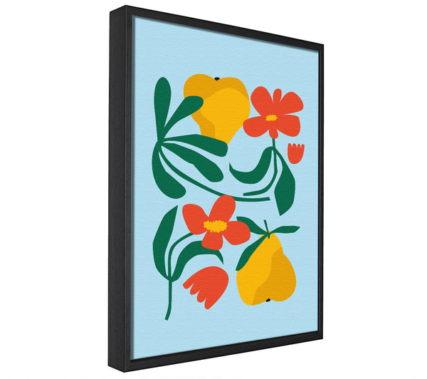 A picture of a Pears And Flowers framed canvas print sold by Wallart-Direct.co.uk