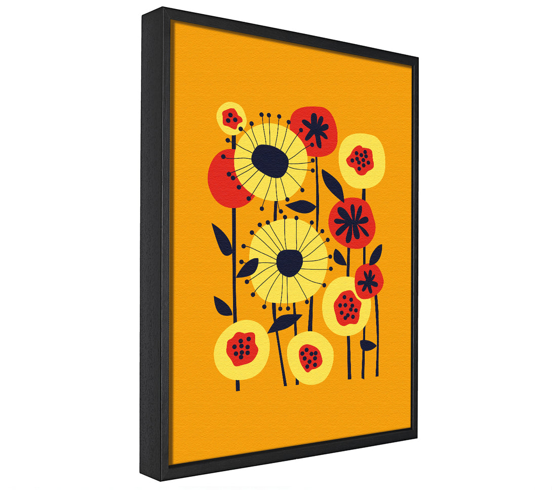 A picture of a Flowers On Yellow framed canvas print sold by Wallart-Direct.co.uk