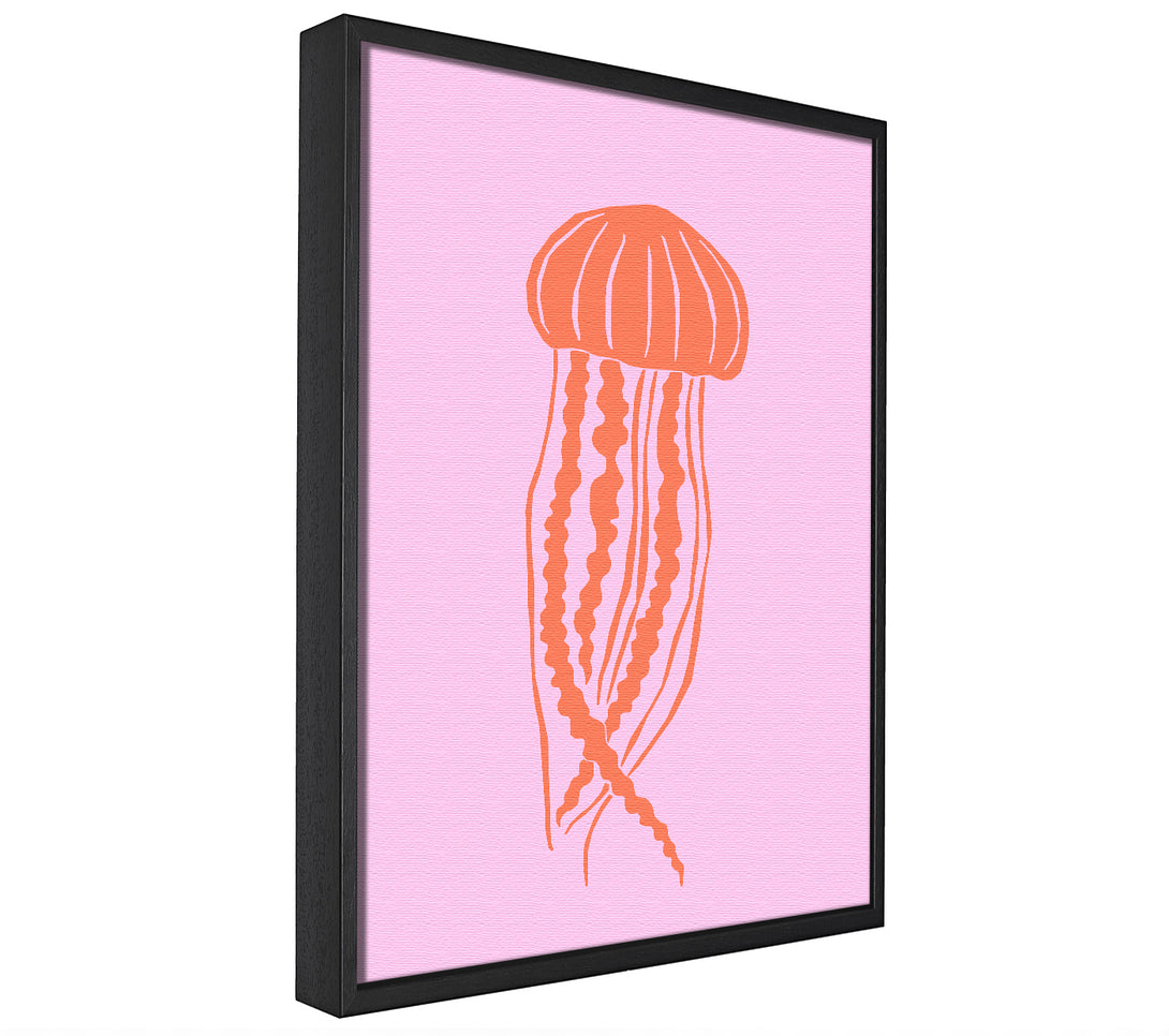 A picture of a Orange Jellyfish On Pink framed canvas print sold by Wallart-Direct.co.uk