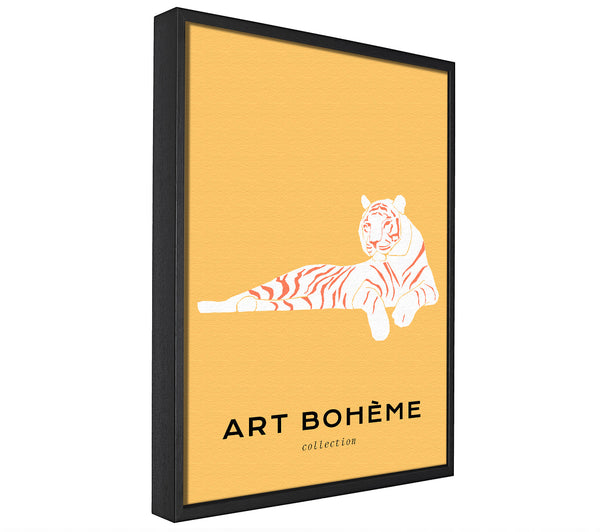 A picture of a The White Tiger On Yellow framed canvas print sold by Wallart-Direct.co.uk