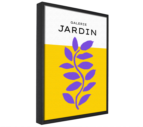 A picture of a Purple Plant On Mustard Yellow framed canvas print sold by Wallart-Direct.co.uk