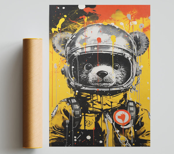 Bear Cub Astronaut Paint Splash