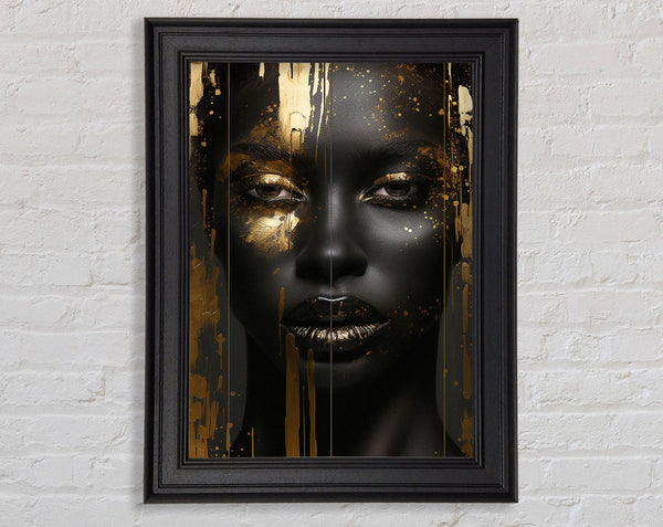 Black Woman Gold Paint