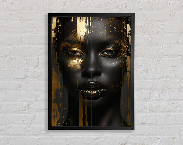 Black Woman Gold Paint