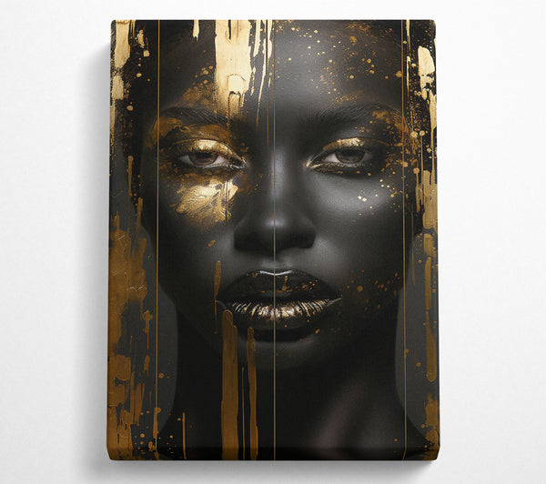 Black Woman Gold Paint