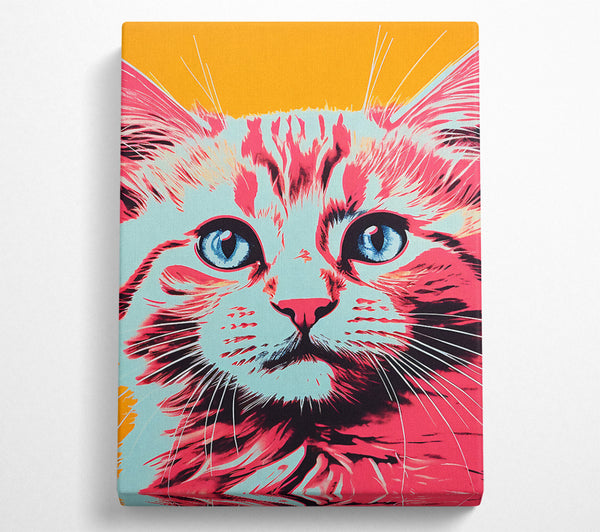 Cat Popart Pink And Blue